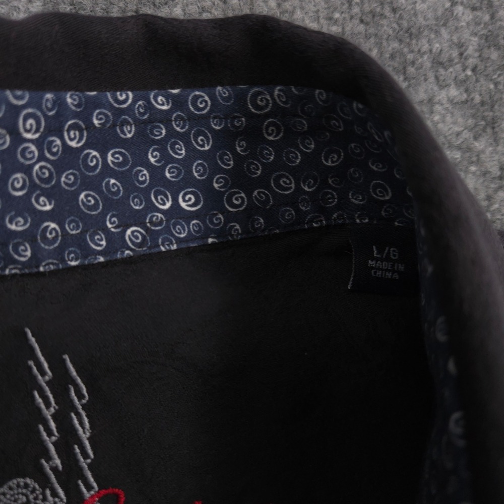 Robert Graham Shirt Mens Large Black Subtle Paisley Jacquard Geometric Flip Cuff - Picture 9 of 10